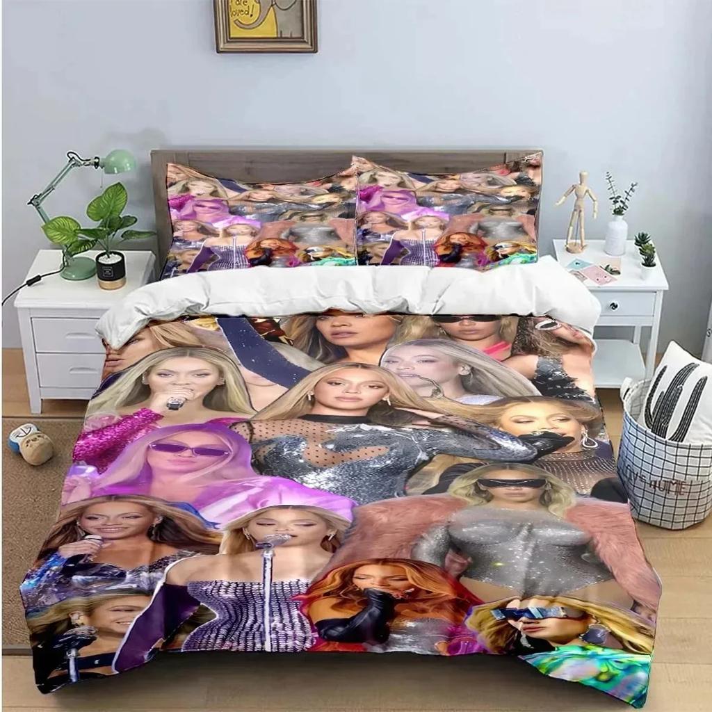 Luxury New 3D Print Pop Female Singer B-Beyonce Bedding Set Boys Girls Duvet Cover Pillowcase Boys Adult Home Textileextile
