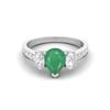 925 Sterling Silver 1.7 Cts Pear Emerald Three Stone Accent Wedding Women Ring