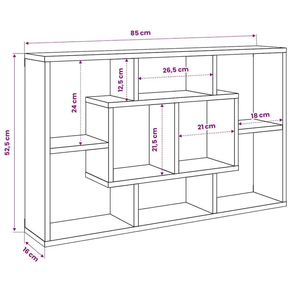 Wall Shelf Sonoma Oak 85 x 16 x 52.5 cm Particleboard
