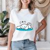 2026 Summer  Cinnamoroll Sorry Cutie Print Cotton T Shirt for Women Casual Comfort Soft Daily Wear Top