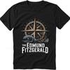 Unisex sommar Herr t-shirt The Edmund Fitzgerald Kompass Våg Ankare Kortärmad Andningsbar Rundhalsad toppar bomulls-t-shirt