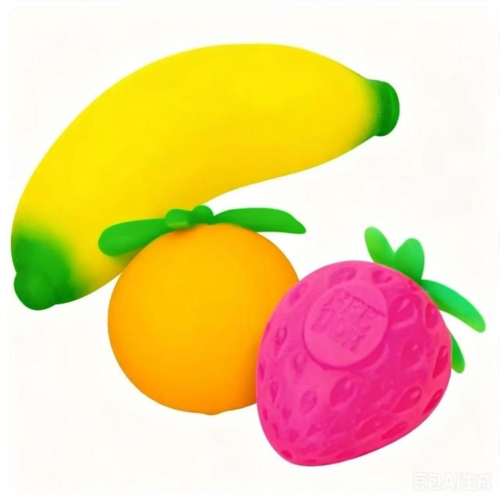 Groovy Schylling Nee Doh Fruit Stress Ball, Elastic Soft Squishy Fidget Toy, Banana Strawberry Orange Squeeze Sensory Toy