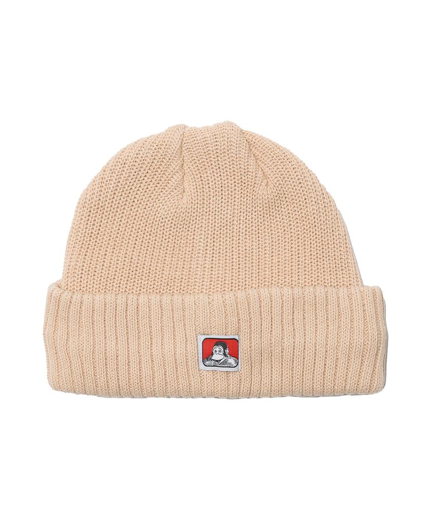 BEN DAVIS Original Micro Logo Cotton Knit Beanie Beige
