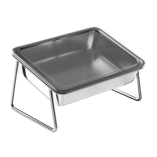 304 Stainless Steel Dog Basin 25cm Extra-Large Feeding Mouth 15-Degree Tilt Design Dog Dish with Dustproof Cover