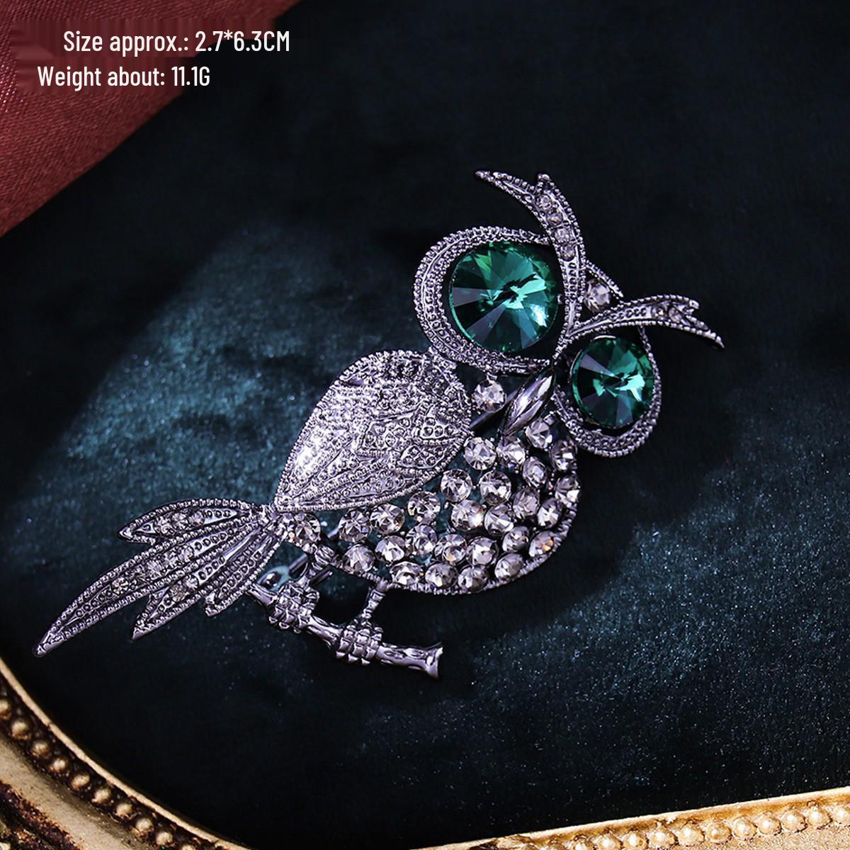 

Винтажная брошь в виде совы - Европейский и Американский Высококлассный Нишевый Дизайн, Ретро Дизайн Животного с Отделкой из Сплава и Эмали.