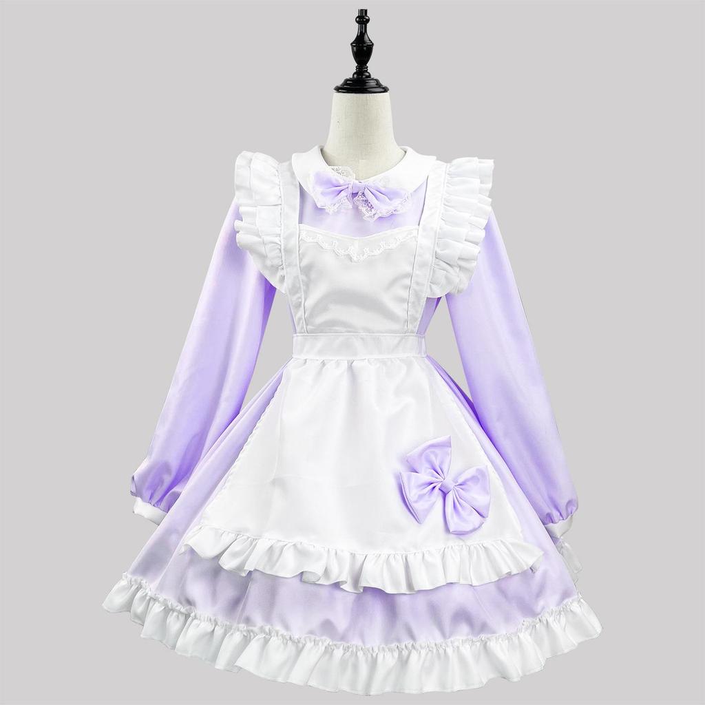 Costume da Cameriera Giapponese Bianco e Nero Super Carino - Manica Lunga