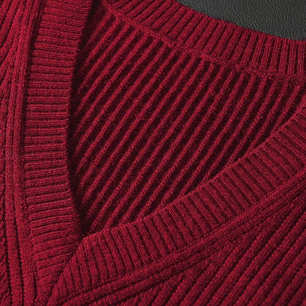 Men's V-Neck Knitted Sweater Vest Plain Sleeveless Pullover Knitwear Loose Fit All Match Tops