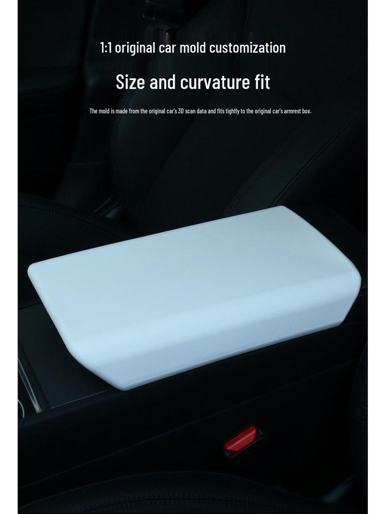 Updated Model 3/Y Armrest Box & Center Console Cover - TPE Protective & Decorative Car Mod Accessories