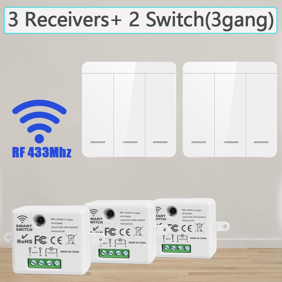 RF433Mhz Wireless Switch 1/2/3 Gang 86 Wall Panel Transmitter Safety Light Switch AC 85-265V Relay Receiver For Home Led Light