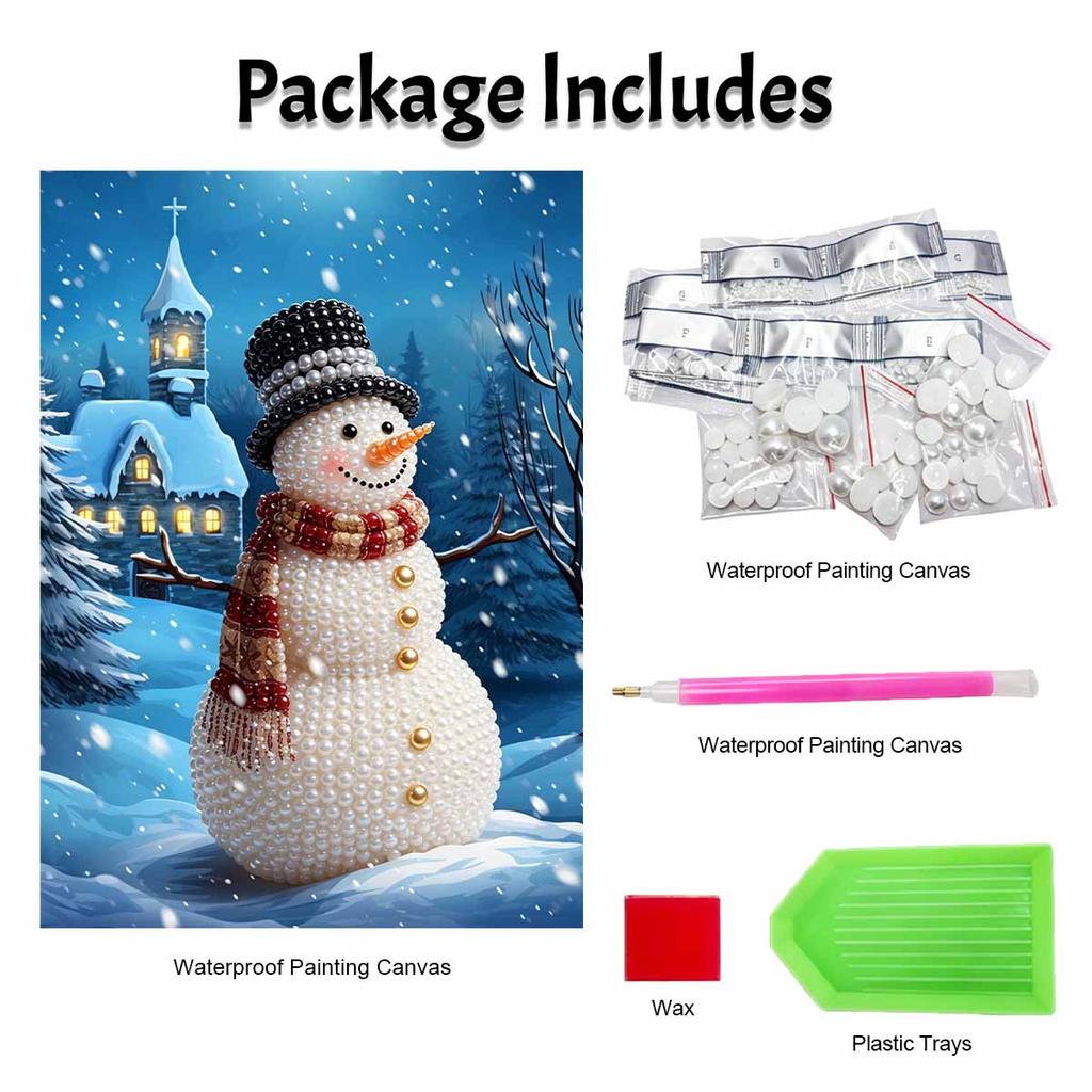 Christmas Snowman Church Pearl Painting Art Painting Kit Handmade Diy Home Decoration Painting