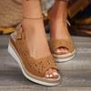 Peep Toe Plateau-Sandalen Damen 2024 Sommer Fersenriemen Mittelhohe Absätze Sandalen für Damen Dicke Sohle Rutschfest Espadrilles Schuhe