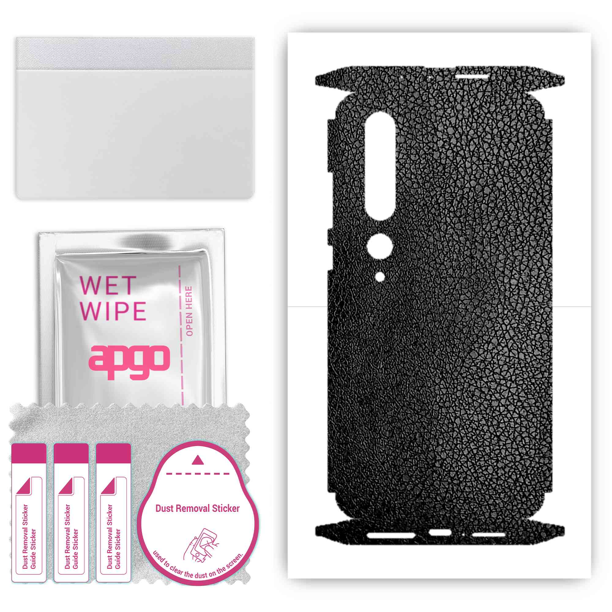 

apgo Protective Skin Sticker for the back+sides compatible with Xiaomi Mi 10 Pro 5G, Full Wrap Film, Foil, Vinyl - Pattern Black Leather