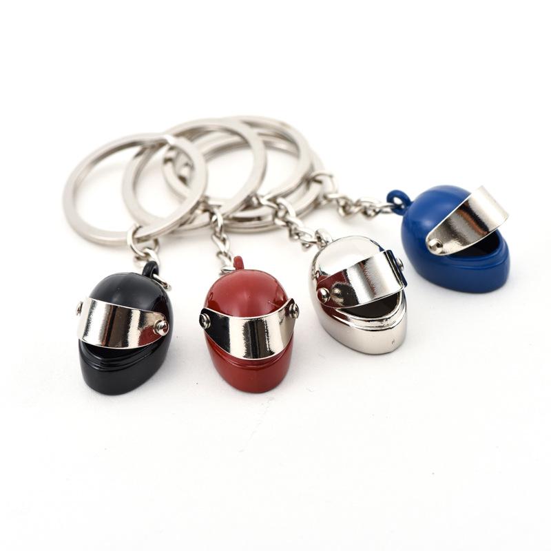 Creative 3D Mini Helmet Keychain: Motorcycle Safety Helmet with Engravable Baffle