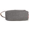 Mens Travel Toiletry Bag With Double Compartments Canvas Leather Cosmetic Makeup Organizer Shaving Dopp Kits - Gray