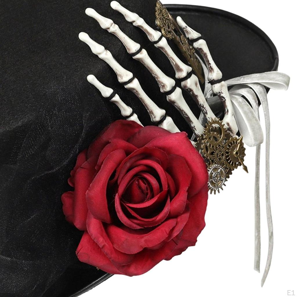 Adult Steampunk Hat with Skeleton Hand Gothic Decorative Headgear Fedoras for Theme Party, Rave,