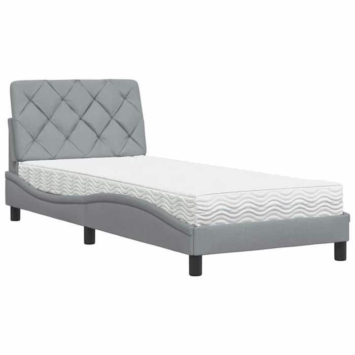 VidaXL Bed with Light Grey Mattress 90x190 Cm Fabric 3310706