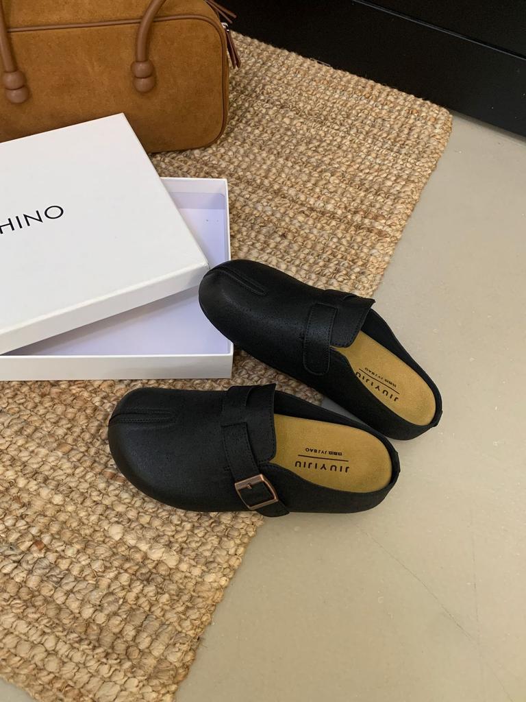 2025 autumn new lazy muller shoes niche pig's trotters split-toed casual bag head slippers shoes