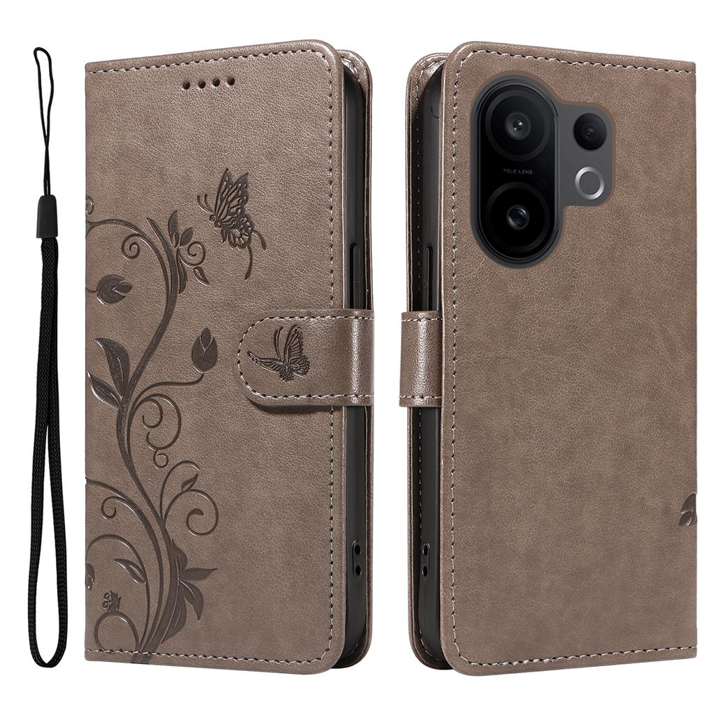 For Vivo X200 FE 5G/vivo S30 Pro Mini 5G PU Leather Cases Flower Pattern Wallet Stand Phone Cover with Strap