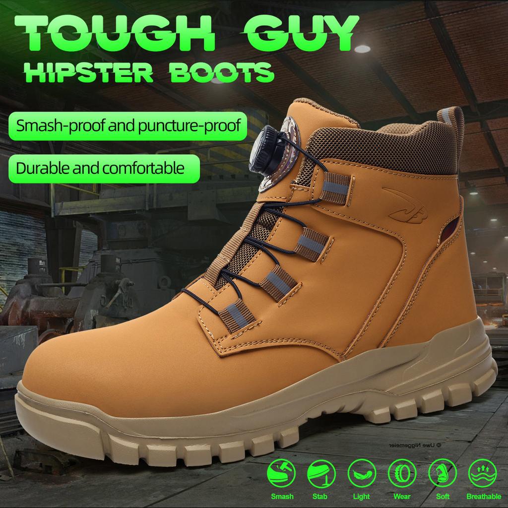 Fashion New Fashion 2025 Waterproof Security Work Safety Boots Protective Leather Boots Anti-smash Anti-puncture Industrial Shoes Men