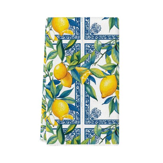 Citron kökshandduk Mikrofiber Absorberande disktrasa Lantlig diskduk Handduk för kök badrum Kustfestinredning