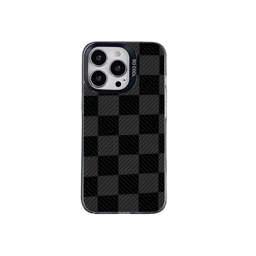 Simple Classic Plaid Black and Gray Checkerboard Mobile Phone Case iPhone16promax Anti-hand Sweat and Anti-drop Matte Protective Case