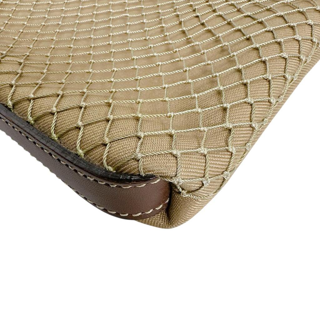 HUNTING WORLD Diagonally hung Shoulder Bag canvas Khaki x Brown unisex Used