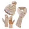 New Winter Warm Thicken Men Knitted Hat Women Scarf Scarf And Gloves Three Piece Plush Thermal Beanie Hats Casual Skullies Cap