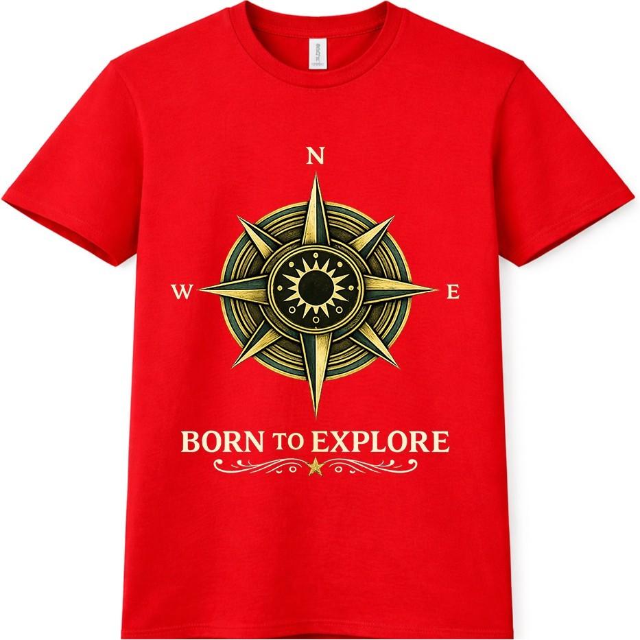 Compass T Shirt Born To Explore Adventure Travel Hiking Outdoor Graphic Tee S