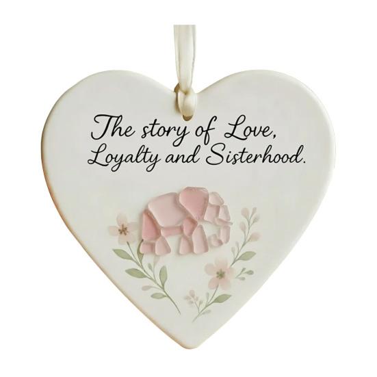 Elephant Friendship Heart Ornament Acrylic Heart-Shaped Sea Glass Friendship Decor Sea Glass Art Christmas Ornaments Gifts for Best Friends