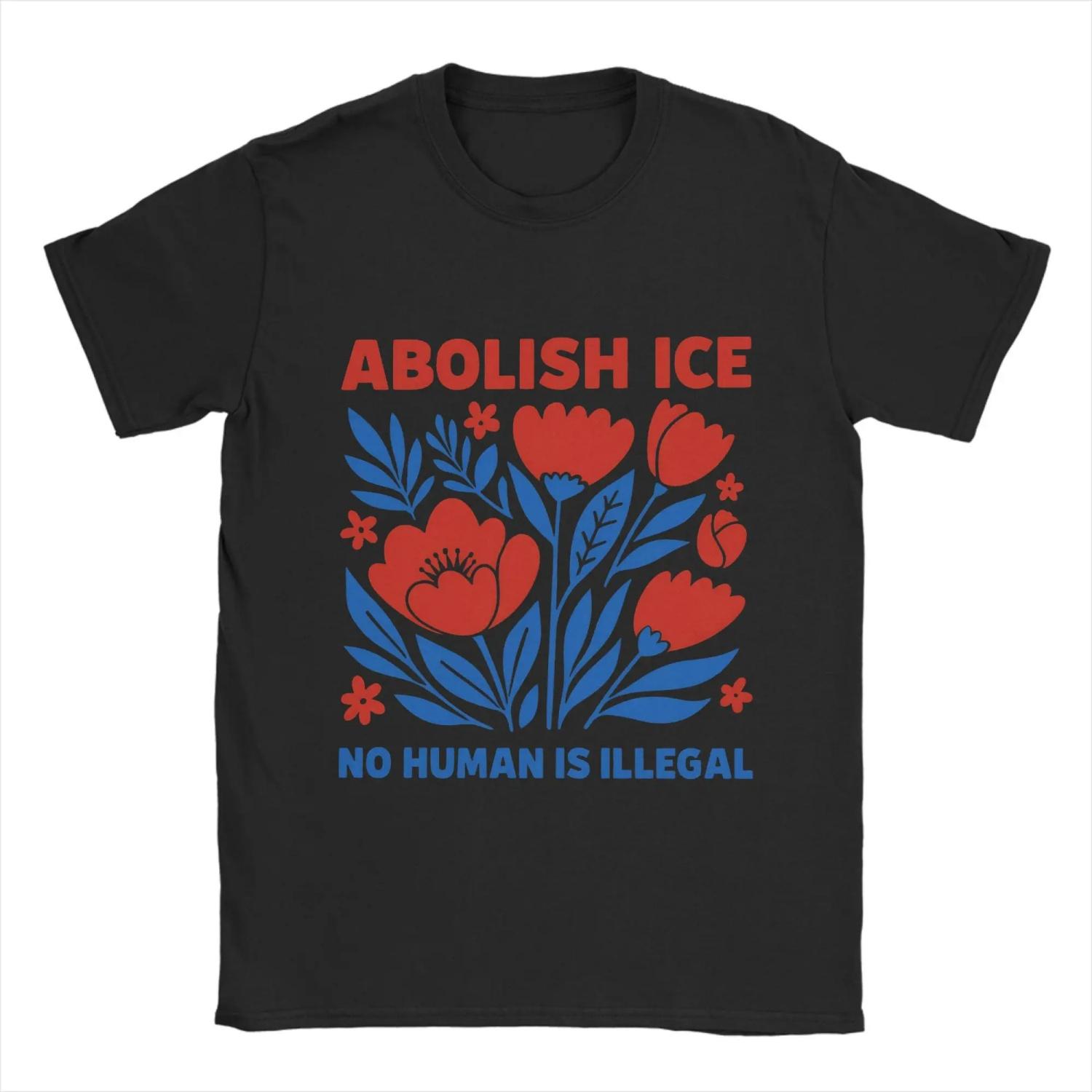 

Abolish ICE T-Shirt Men Cool Cotton Tees Crew Neck Short Sleeve T Shirt Printed Clothes S чёрный