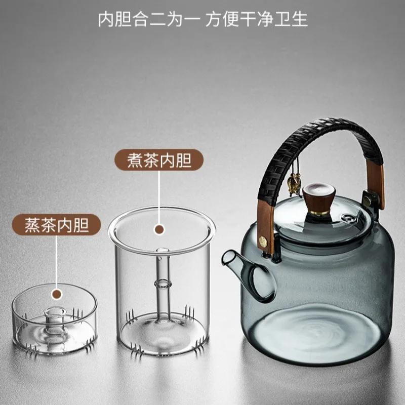 1200ML High Borosilicate Glass Brewing Teapot, Household High Temperature Resistant Large Capacity Teapot with Filter Liner