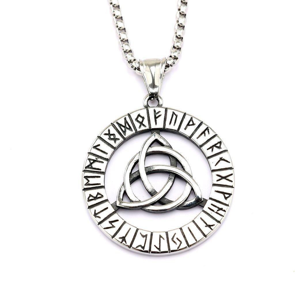 Stainless Steel Men s Viking Rune Ring And Celtic Knot Pendant Necklace