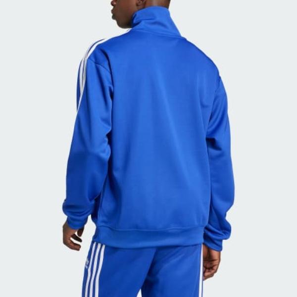 Adidas Adicolor Stehkragen Trainingsjacke Gestreift Langärmlig Amerikanisches Sweatshirt Herren Tops Durchscheinend-Blau IX5216