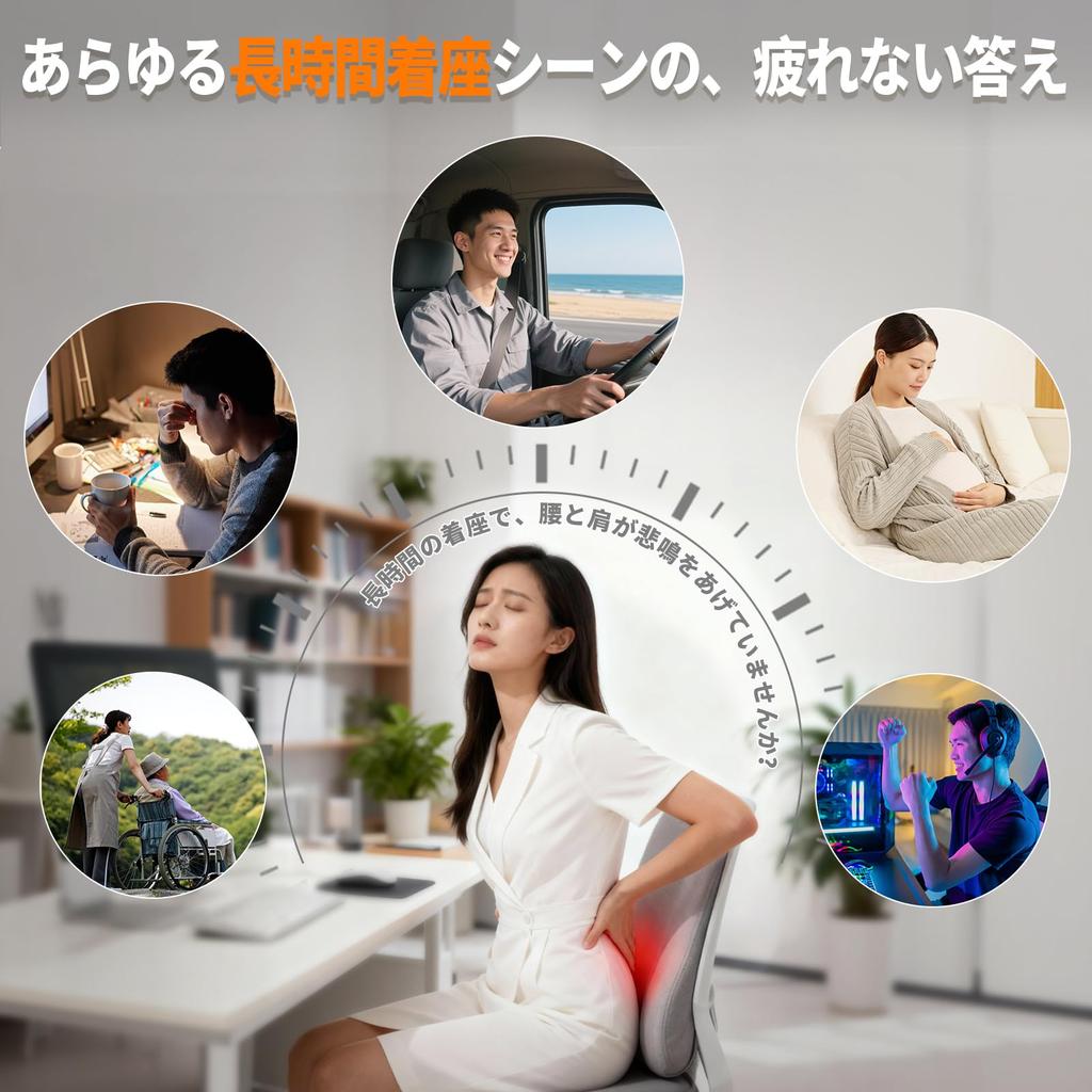 Kobuki BUJI Lumbar Cushion and Headrest Ergonomic Design with 3D Shape and Memory Car Set for Lower Back Pain Seat and Neck Washable and Convenient