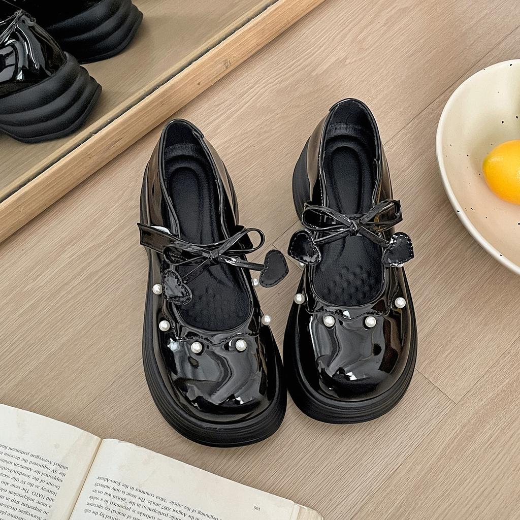 White French Versatile Platform Small Leather Shoes Women's 2025 New Summer Soft Sole Heightening Ballet Mary Jane Single Shoes