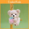 Bear Plush Keychain With Strawberry Decoration For Kids Backpack And Car Decor