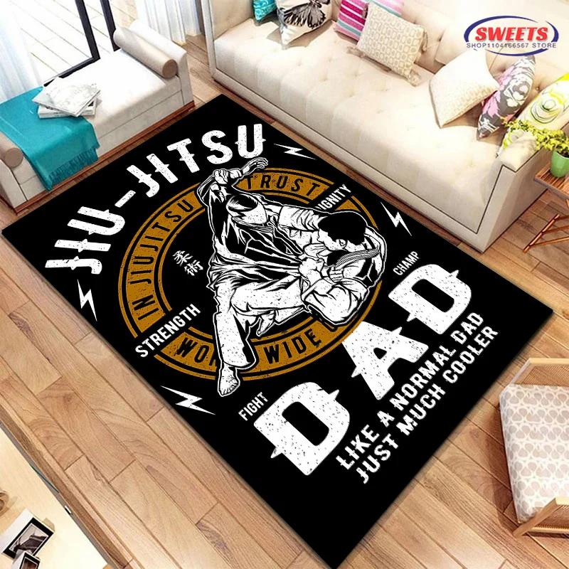 Jiu Jitsu Mma Koberec 3D HD Tisk pro Obývací Pokoj Ložnici Podložka Pohovka Rohožka Podlahový Koberec Protiskluzový Dekor Odolná Pratelná Podložka Dárek