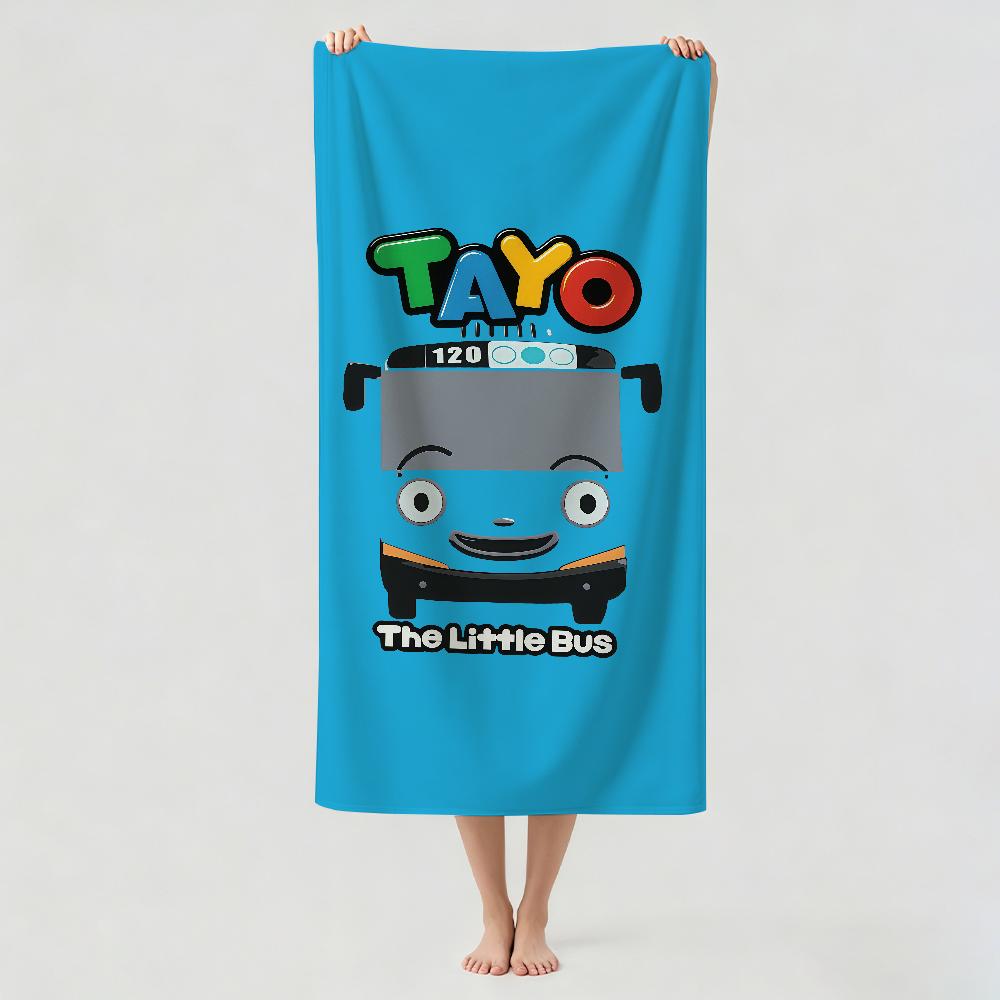 Cartoon T-Tayo The L-little B-Bus Towel Drying Bath Towel Applicable To Light Swimming Camping Yoga Beach Out