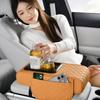 Car Center Console Height Increasing Armrest Cushion Multifunctional PU Leather Armrest Pad with Cup Holder Car Armrest Pillow