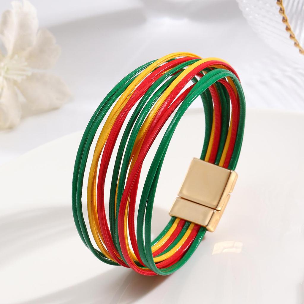 Bohemian Multi-Layer PU Leather Women's Bracelet - Fashionable & Versatile Wristband