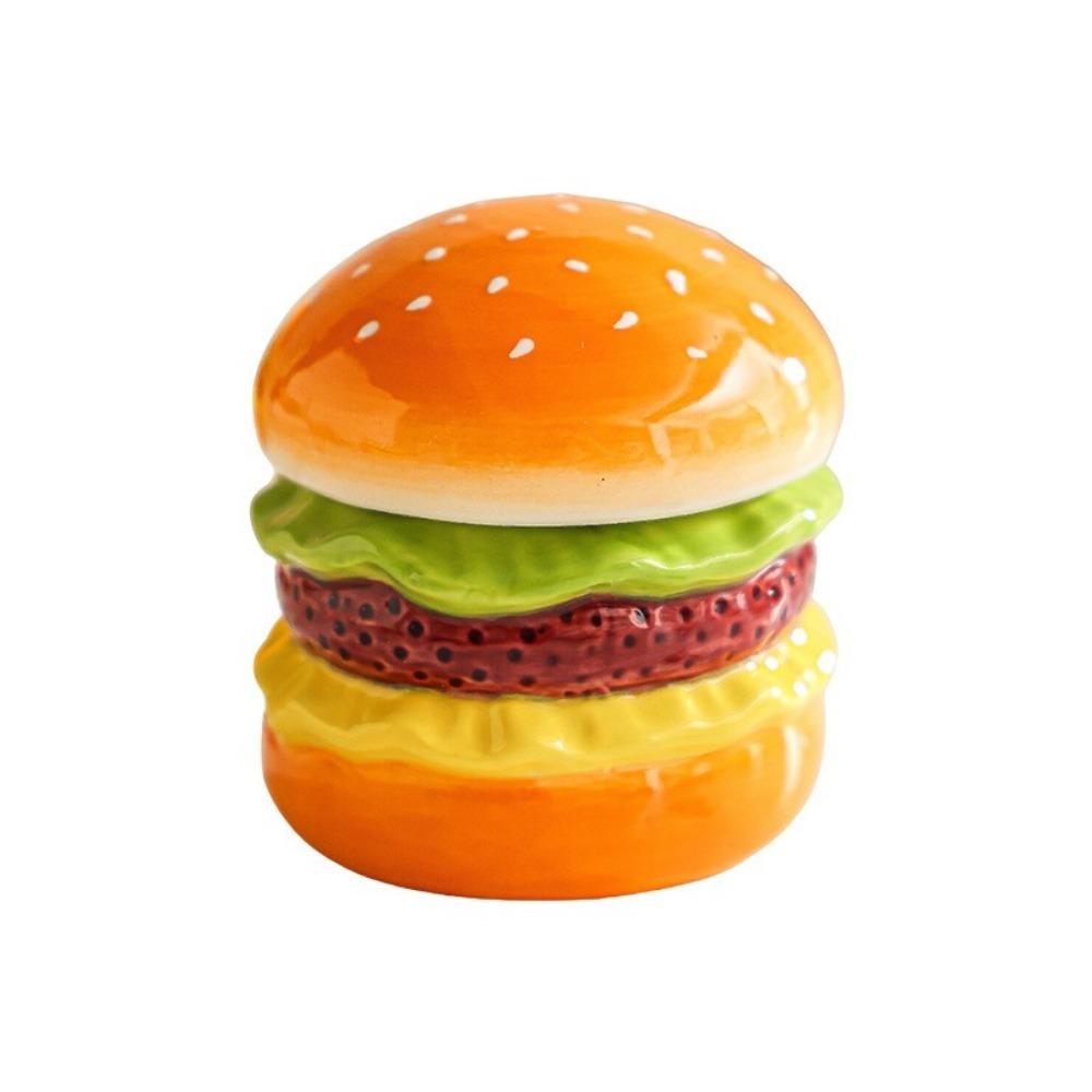 

Decorative Hamburger Toothpick Holder Ceramic Cotton Swab Storage Box Dental Floss Box Bathroom Hamburger