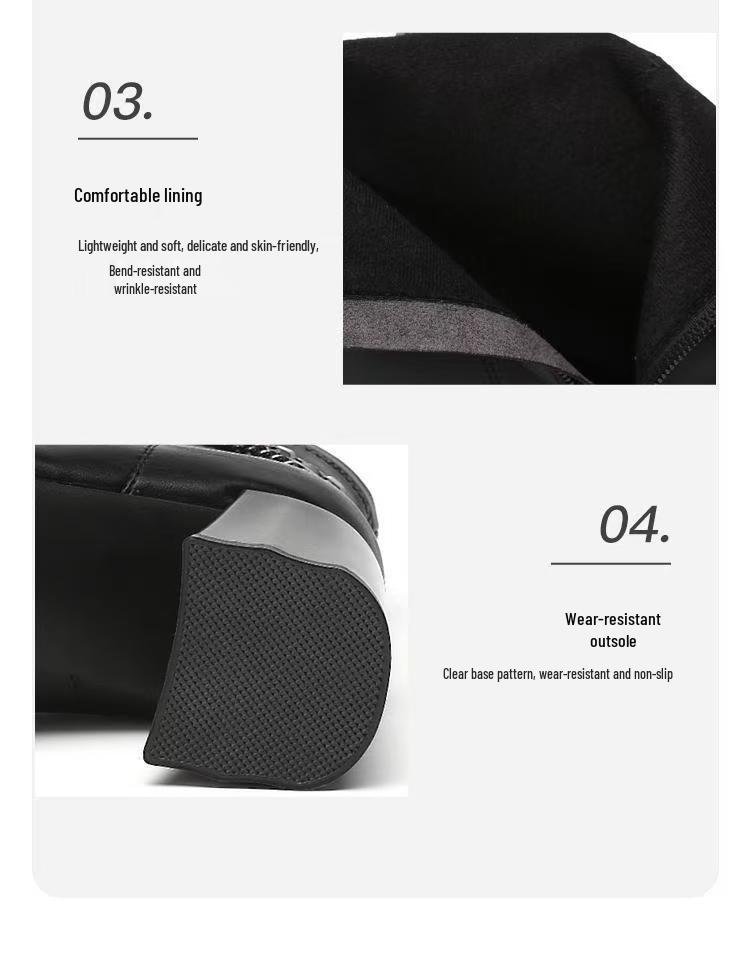 2025 Women's French Autumn/Winter Square Toe Chunky Heel High Heel Boots - Fashionable and Versatile British Style