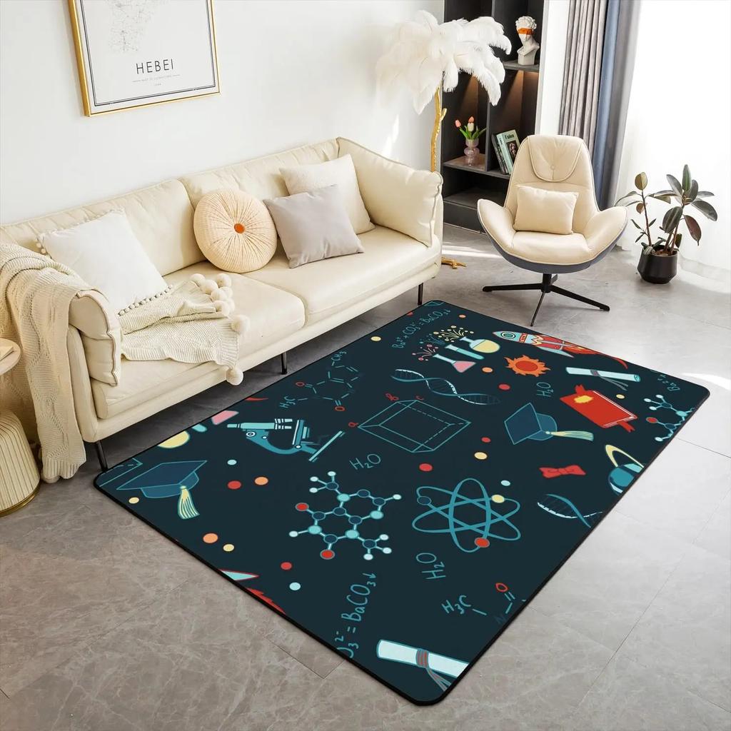 Math Theme Area Rug Math Equation Rugs for Boys Girls Math Geometry Science Style Carpet Mathematics Formula Indoor Floor Mat