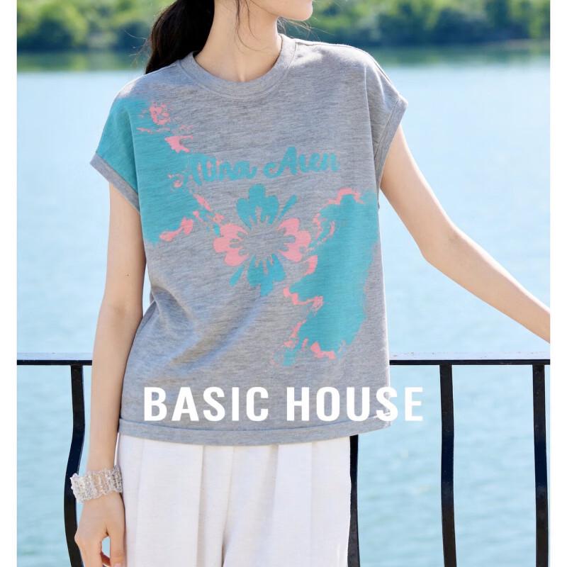 Basic House Women's Tie-Dye Short Sleeve Knit Top