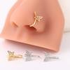 Butterfly Nose Ring Copper Inlaid Zircon Free Perforation U-Shaped Small Butterfly Nose Clip Puncture Jewelry
