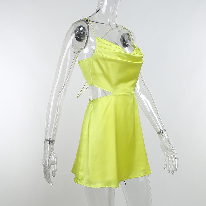 Y2K Frühjahr/Sommer Neues europäisches und amerikanisches sexy und elegantes Temperament Slim Fit rückenfreies Riemen einfarbiges Kleid