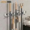 Stainless Steel No-Drill Mop & Broom Wall Mount Hanger