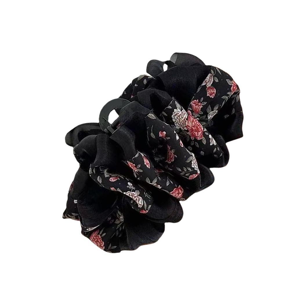 Floral Printed Scrim Bubble Hair Clip For Women Soft Breathable Fabric Elegant Updos Styling Accessory
