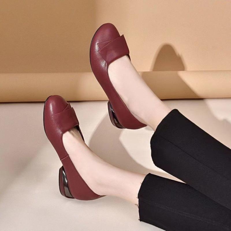 

Осень новые удобные модные женские туфли из чистой кожи кожаные туфли легкая роскошь универсальный повседневный тренд мода круглый носок низкий каблук одинарные туфли 41