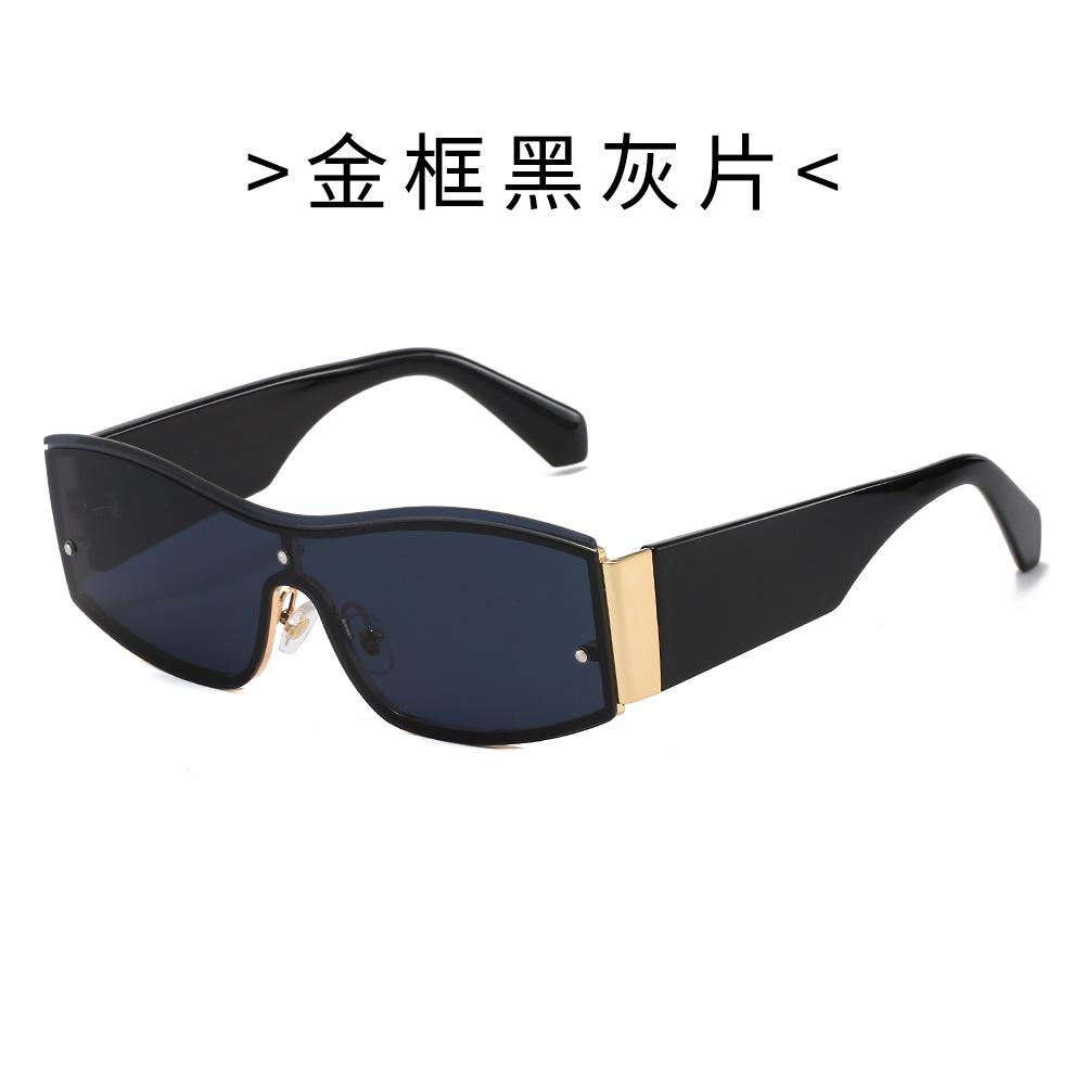 Fashionable Metal Sunglasses For Men And Women Hip Hop Style One-Piece Outdoor Uv Protection Shades Trendy Sun Glasses